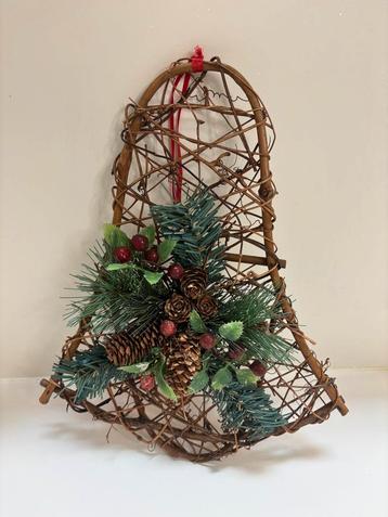 Vintage Kerstklok Rotan Riet Decoratie beschikbaar voor biedingen