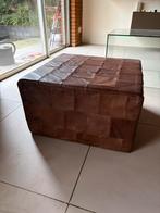 Vintage Patchwork Leren Poef Jaren '70, Ophalen, Minder dan 50 cm, Vierkant, Leer