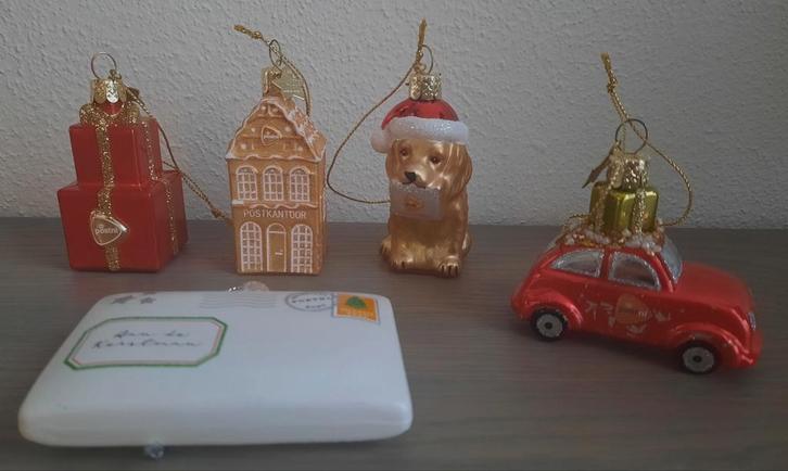 5 vondels kerst ornamenten van post NL + 1 essent, Diversen, Kerst, Ophalen of Verzenden