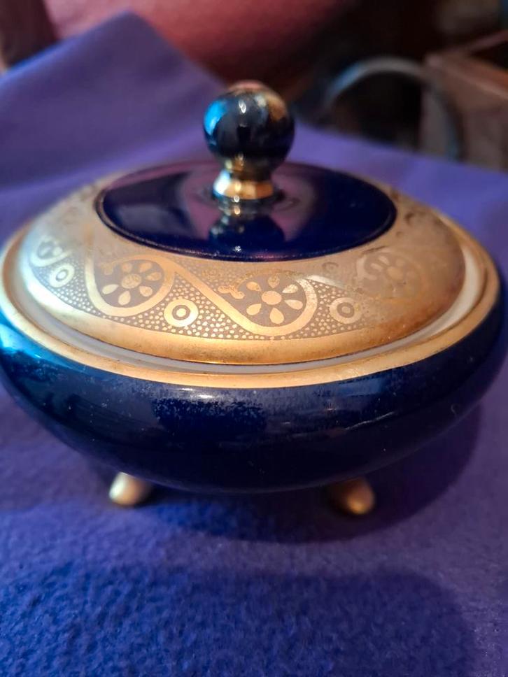 Vintage Bavaria Bonbonnière Kobalt & Goud, Antiek en Kunst, Antiek | Servies compleet, Ophalen