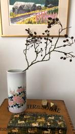 Vintage Aziatische vaas bloesem pioenrozen chrysanten decor, Ophalen of Verzenden