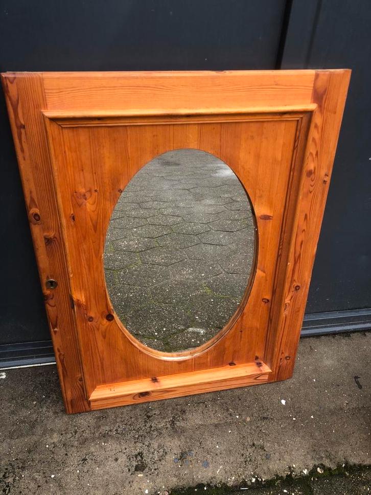Houten Spiegel met Ovalen Vorm, Huis en Inrichting, Woonaccessoires | Spiegels, Gebruikt, 50 tot 75 cm, 100 tot 150 cm, Ovaal
