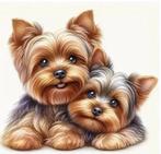 yorkshire met puppy auto ,koelkast kliko sticker, Verzenden