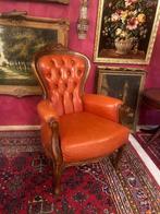 Barok fauteuil leren chesterfield antieke stoel - oranje, Ophalen