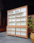 Hoge antieke schoolkast | Oude biologiekast teakhout #2487