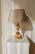 Vintage marmeren tafellamp met beige fluwelen kap, -, -, Ophalen of Verzenden, Zo goed als nieuw