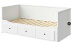 Ikea uitschuifbare bedbank Hemnes wit met 3 lades, Ophalen, Eenpersoons, Wit, 80 cm