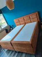 Mooie cognac boxspring met opbergruimte en hoofdbord 180x200, Huis en Inrichting, Slaapkamer | Boxsprings, Ophalen, Tweepersoons