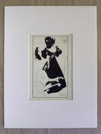 Prent 1930 – Blokdruk Aubrey Beardsley – Ontwerp golfkaart, Verzenden