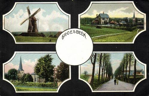Groesbeek - 4 afb o.a. molen + gezicht op - 1906 gelopen, Verzamelen, Ansichtkaarten | Nederland, Gelopen, Gelderland, Voor 1920