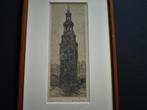 Originele Anton Pieck Montelbaanstoren Amsterdam gesigneerd, Antiek en Kunst, Kunst | Etsen en Gravures, Ophalen of Verzenden