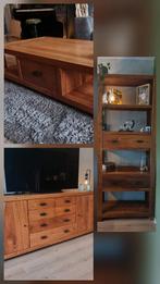 Warme houten woonkamerset: tv-meubel, salontafel en kast, Huis en Inrichting, Ophalen