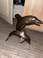 Bronzen Dolfijnen Beeld, Tuin en Terras, Tuinbeelden, Ophalen of Verzenden, Gebruikt, Metaal, Dierenbeeld