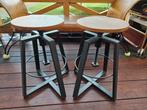 Industriële krukken - Staal & Eiken - Verstelbaar, In hoogte verstelbaar, 60 tot 90 cm, Ophalen of Verzenden, Zo goed als nieuw