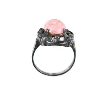 Vingerring zilver 800 rood steen oud 4,26g Ø16,2mm  rf008  beschikbaar voor biedingen