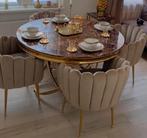 Luxe Eettafel,Salontafel, bijzettafel Marmer en 4 stoelen, Huis en Inrichting, Ophalen, Minder dan 45 cm, Minder dan 55 cm, Metaal of Aluminium