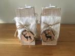 kerst houten theelicht houder set van 2 stuks rendier, Huis en Inrichting, Ophalen of Verzenden, Nieuw, Hout, Minder dan 25 cm