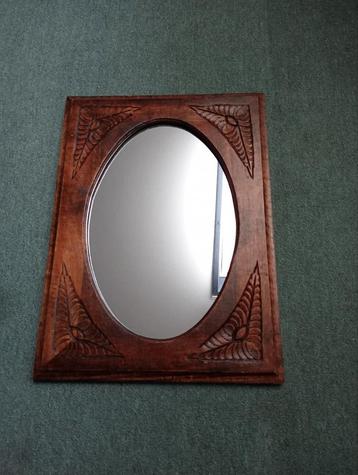 Vintage Eikenhouten Wandspiegel - H60/B40 beschikbaar voor biedingen