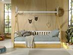 Tipi 1-persoonsbed (bedbank) met hekje - Naturel/wit