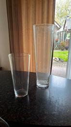 2stuks cilinder vazen. 50 cm en 30 cm hoogte, Overige kleuren, Ophalen of Verzenden, Minder dan 50 cm, Glas