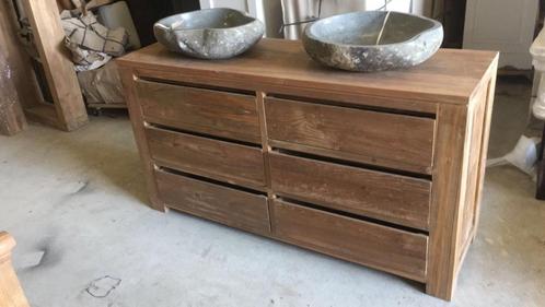 teak badkamermeubel 160 met 6 lade, Huis en Inrichting, Badkamer | Badkamermeubels, Nieuw, (Half)hoge kast, 150 tot 200 cm, 50 tot 100 cm