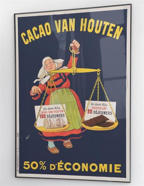 CACAO van Houten Nostalgische Franse Poster affiche, Verzamelen, Posters, Nieuw, A1 t/m A3, Rechthoekig Staand, Verzenden