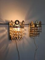 2x wandlamp messing kristallen luxe lampen, Ophalen of Verzenden