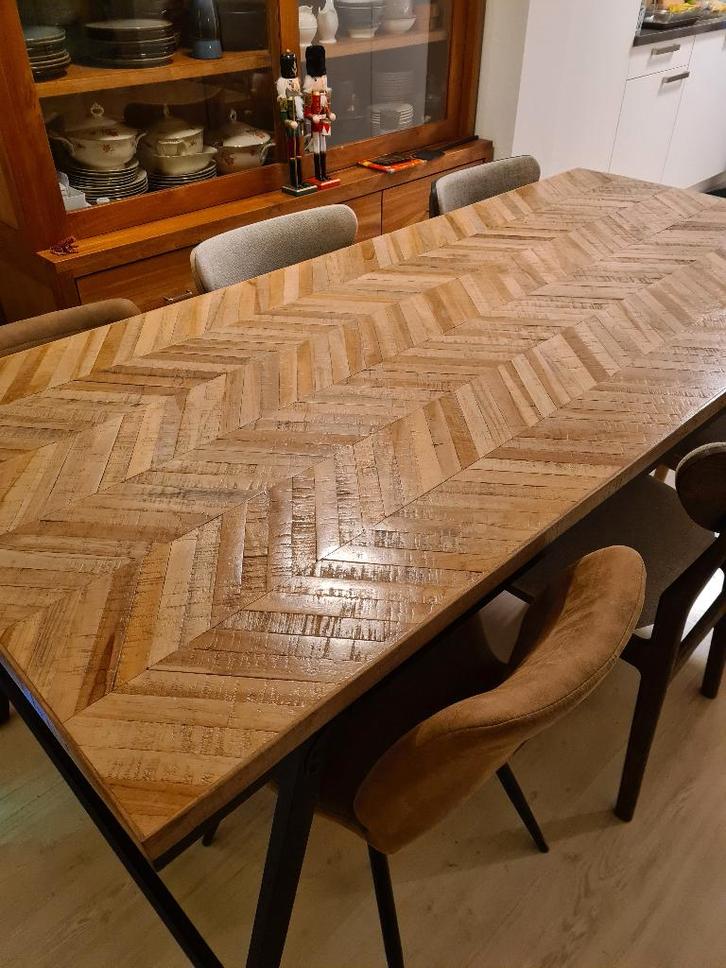 Eettafel 90x200 industrial look, Huis en Inrichting, Tafels | Eettafels, Zo goed als nieuw, 50 tot 100 cm, 150 tot 200 cm, Vijf personen of meer