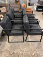 6 grijs suede eetkamerstoelen metalen frame - Nieuw!, Ophalen, ., Nieuw, .