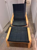 Ikea Poang Stoel met Voetenbank, Ophalen, Zo goed als nieuw, 75 tot 100 cm, Hout