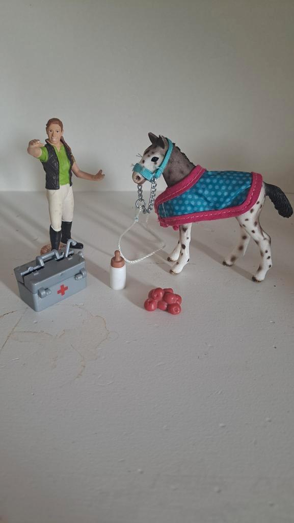 Schleigh veulen met mens en accessoires, Verzamelen, Speelgoed, Zo goed als nieuw, Ophalen of Verzenden