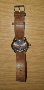 Oozo dames horloge ovaal RVS kast en leren band, Overige merken, Leer, Staal, Polshorloge