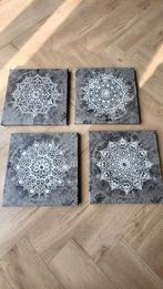 mandala op canvas 4 stuks, Ophalen of Verzenden, Zo goed als nieuw, Glas of Kopje