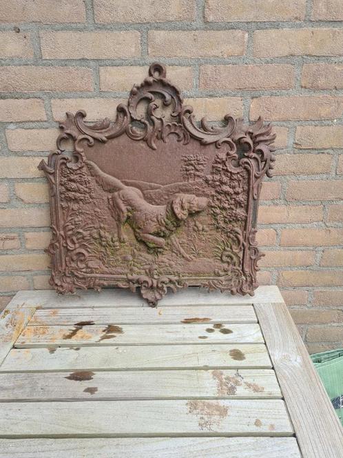 Brocante gietijzeren wandbord., Tuin en Terras, Tuinwanddecoratie, Gebruikt, Ophalen
