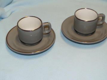 2 vintage espresso kopjes met schoteltjes Delaunay grijs DE beschikbaar voor biedingen