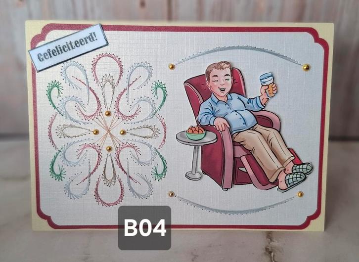 Geborduurde wenskaarten Mannen, Hobby en Vrije tijd, Kaarten | Zelfgemaakt, Nieuw, Man of Vrouw, Ophalen of Verzenden