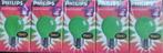 5 Gloeilampjes partylight groen 15 Watt, Ophalen of Verzenden, Nieuw, E27 (groot), Led-lamp