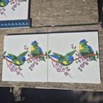 Set 50 art nouveau wandtegels met 2 vogeltjes felle kleuren, Ophalen
