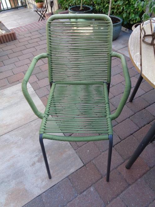 2 Groene Tuinstoelen / Stoel van de Leen bakker ** Mimosa **, Tuin en Terras, Tuinstoelen, Gebruikt, Overige materialen, Stapelbaar
