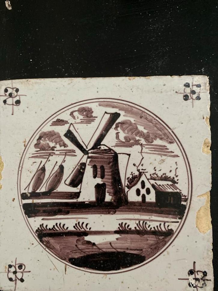 Oude Hollandse Tegel met Molen, Antiek en Kunst, Antiek | Wandborden en Tegels, Ophalen of Verzenden
