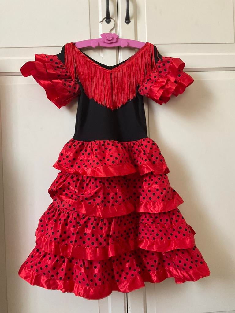 Jurkje Spaanse danseres maat 6 jaar, Ophalen of Verzenden, Gebruikt, 122 t/m 128, Meisje