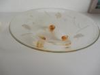 Mooie oude glazen schaal met gekleurde pootjes, Schaal, Rond, Ophalen of Verzenden, Glas