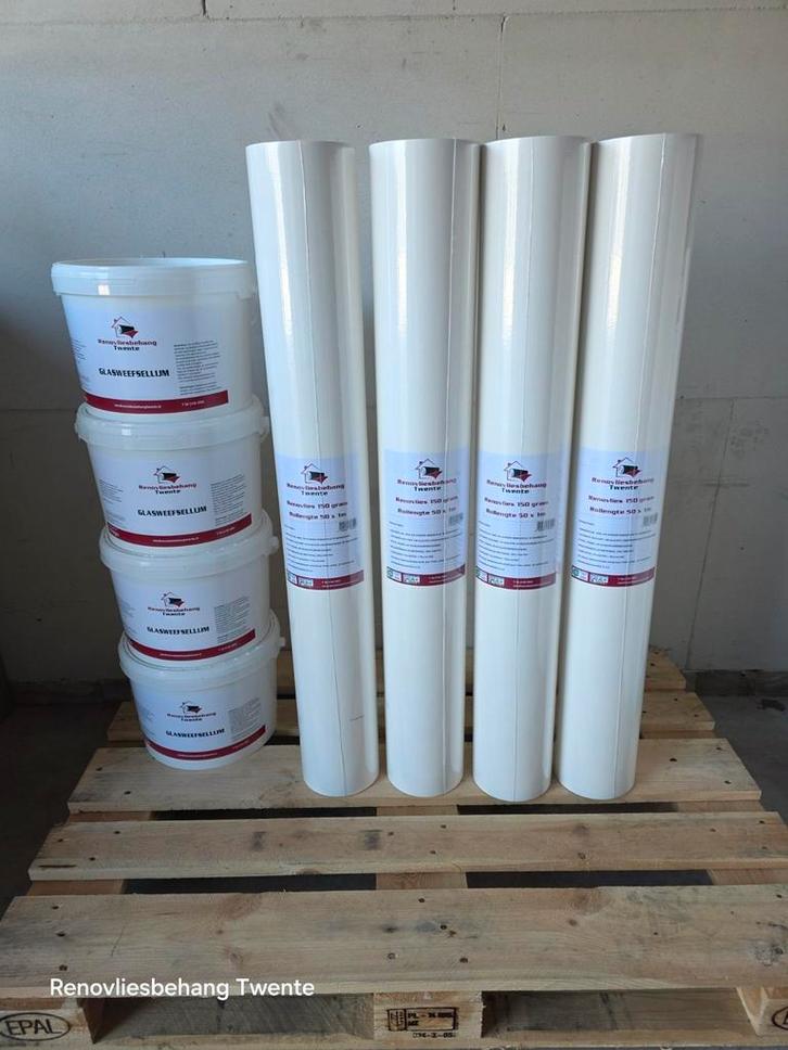 Renovliesbehang te koop. Vanaf €75,-, Huis en Inrichting, Stoffering | Behang, Wit, 50 tot 75 m², Ophalen