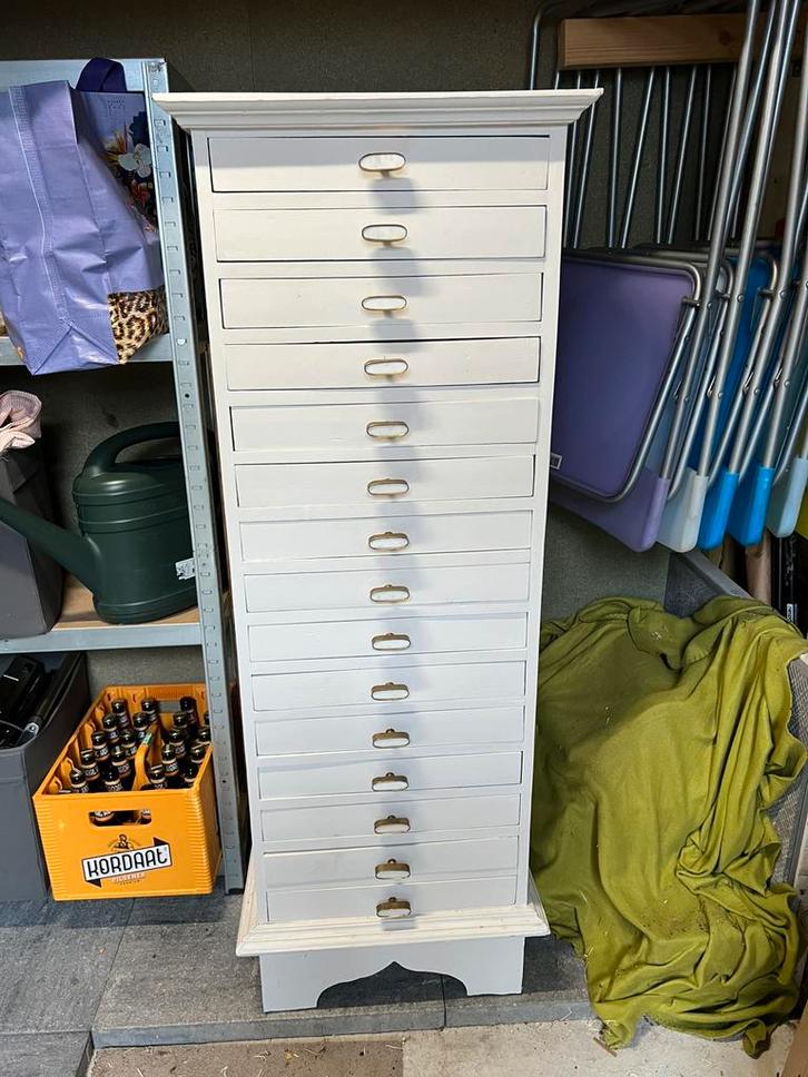 Opgeknapte apothekerskast/ sieradenkastje, Huis en Inrichting, Kasten | Ladekasten, Gebruikt, 100 tot 150 cm, 50 tot 100 cm, 25 tot 50 cm