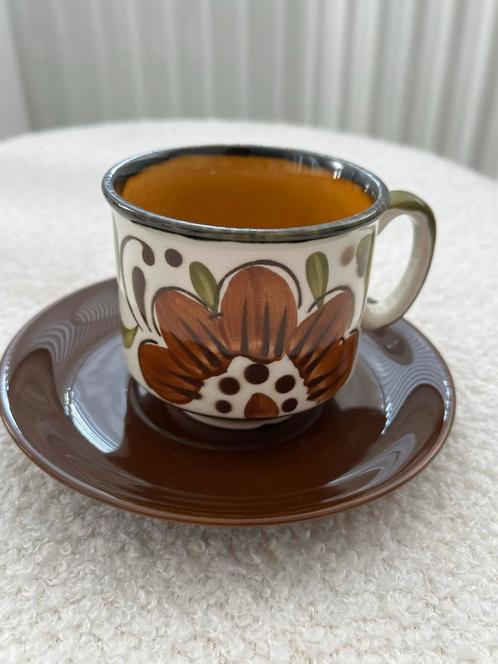 Vintage Boch Argenteuil Kopje Nova & bijkleurende schotel, Antiek en Kunst, Antiek | Servies los, Ophalen of Verzenden