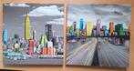 2 schilderijtjes op Canvas, Ophalen, Minder dan 50 cm, Gebruikt, Schilderij