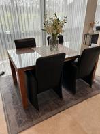 Noten houten Eettafel, Huis en Inrichting, Ophalen, Zo goed als nieuw