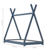 2x Tipi Kinderbedframe 90x200 - Grijs Grenenhout, Ophalen, 180 cm of meer, 85 tot 100 cm