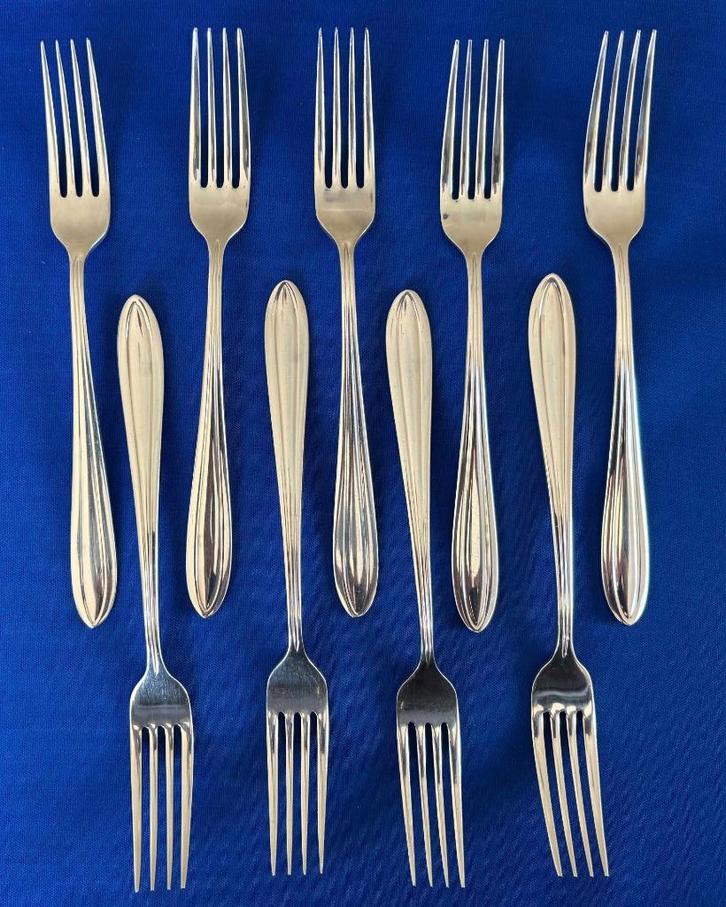 Keltum P3 Chantal 9 kleine vorken (zwaar verzilverd), Antiek en Kunst, Antiek | Bestek, Ophalen of Verzenden