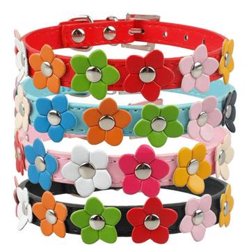 Honden bloemen halsband katten band leren rode blauwe zwarte beschikbaar voor biedingen